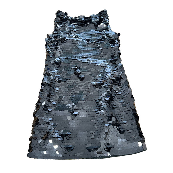 Banana Republic Women's Black Wide Strap Lined Sequins Mini Shift Dress Size 4 - Picture 2 of 8